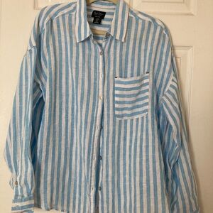 Nicole Miller Blue and White Striped Women's Shirt
New without tag.